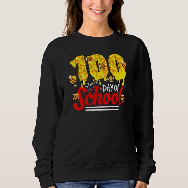 100 Days Of School Group Cute Bees Funny Teachers  Sweatshirt (Front)