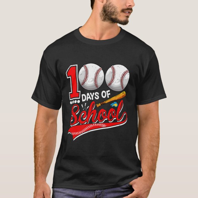 100 Days Of School Happy 100Th Day Baseball Teache T-Shirt (Front)