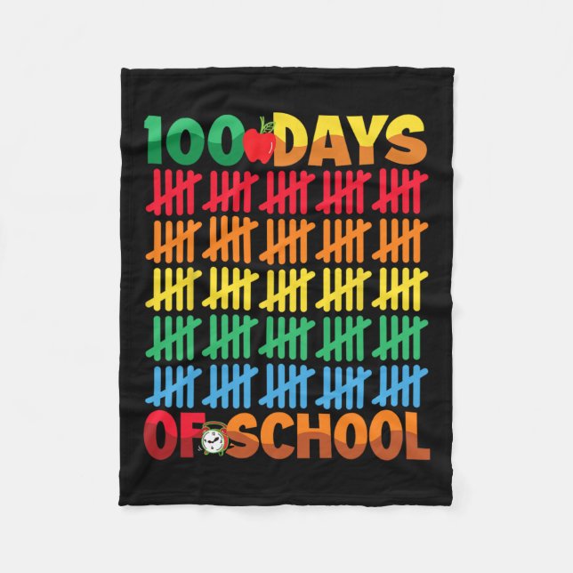 100 Days Of School Happy 100th Day Of School Teach Fleece Blanket (Front)