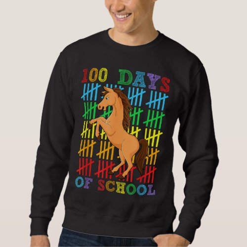 100 Days of School Horse Lover Boys Girls 100th Da Sweatshirt
