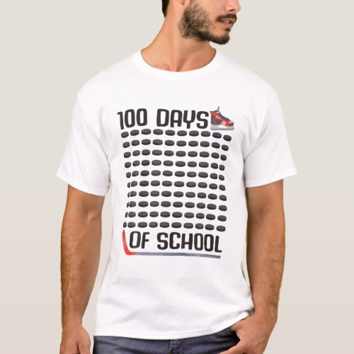 100 Days Of School Ice Hockey Sports Boys Girls Co T_Shirt