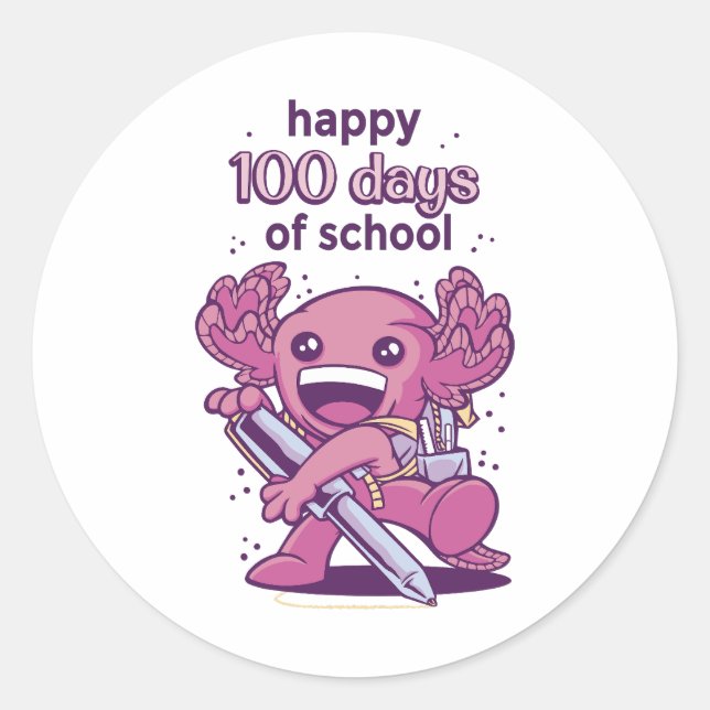 100 days of school invitation classic round sticker (Front)