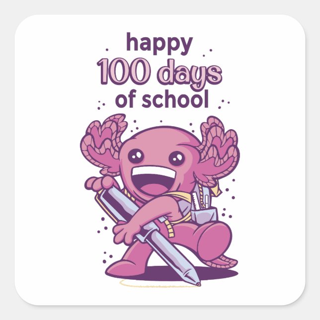 100 days of school invitation square sticker (Front)