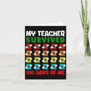 100 Days Of School Kids 100th Day Of School Costum Card