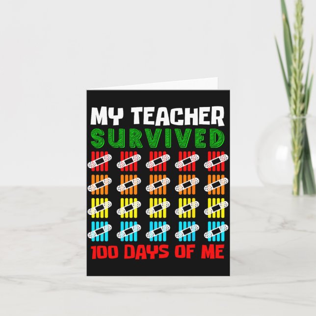 100 Days Of School Kids 100th Day Of School Costum Card (Front)