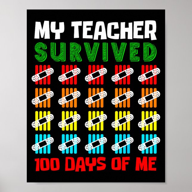 100 Days Of School Kids 100th Day Of School Costum Poster (Front)