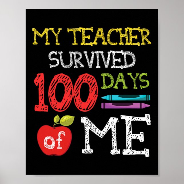 100 Days Of School Kids 100th Day Of School  Poster (Front)