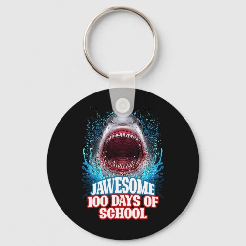 100 Days Of School Kids Adults Great White Shark  Keychain