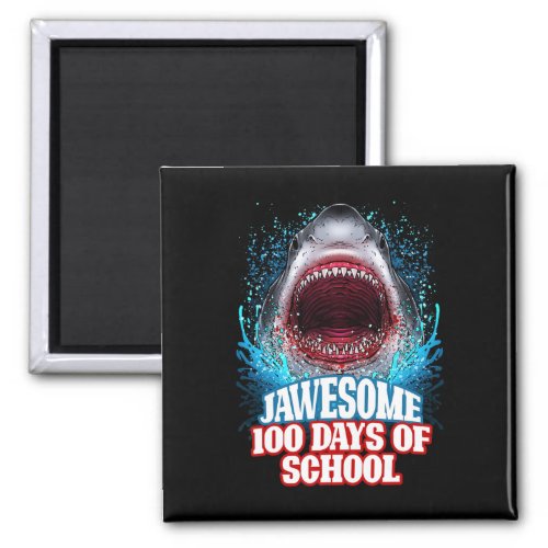 100 Days Of School Kids Adults Great White Shark  Magnet