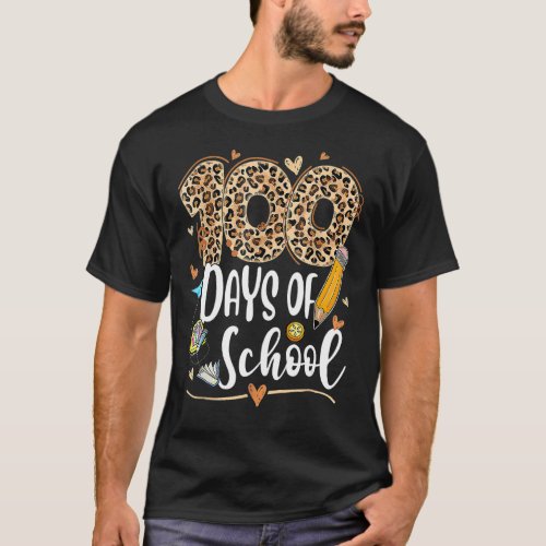 100 Days Of School Leopard Happy 100th Day Of Scho T_Shirt