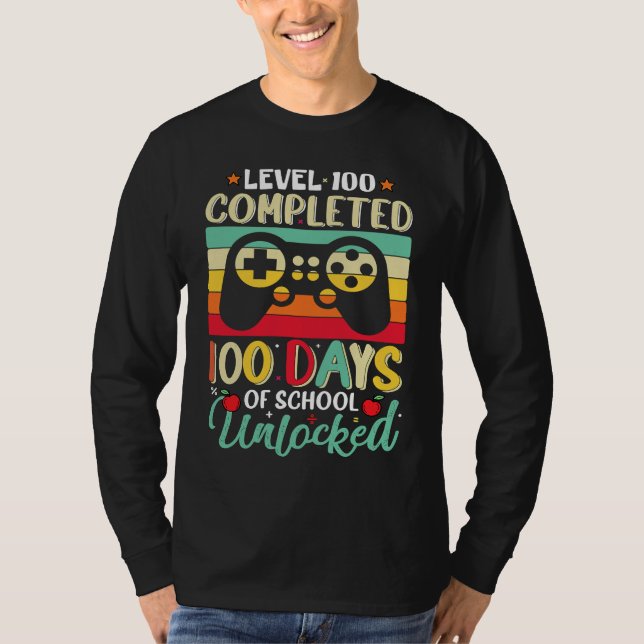 100 Days of School Level 100 Unlocked, Video Games T-Shirt (Front)