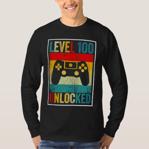 100 Days Of School Level Unlocked Gamer Video Game T_Shirt