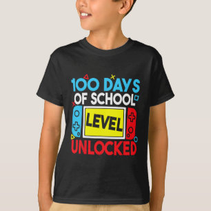 100 Days Of School Level Unlocked Gaming 100th Day T-Shirt