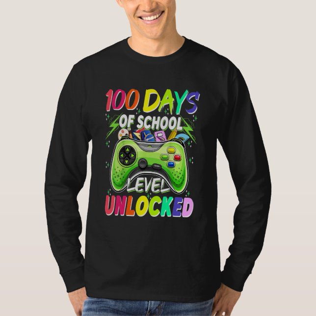 100 Days of School Level Unlocked Video Games Game T-Shirt (Front)