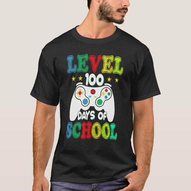 100 Days of School Level Unlocked Video Games Game T-Shirt (Front)