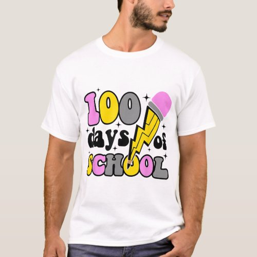 100 Days of School Lightning Bolt Pencil Teacher 1 T_Shirt