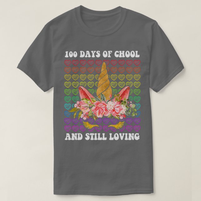 100 Days Of School Loving Heart Unicorn Mask T-Shirt (Design Front)