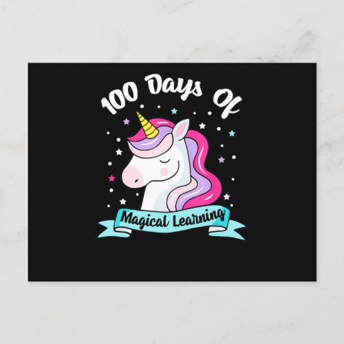 100 Days Of School Magical Learning Teacher Studen Announcement Postcard