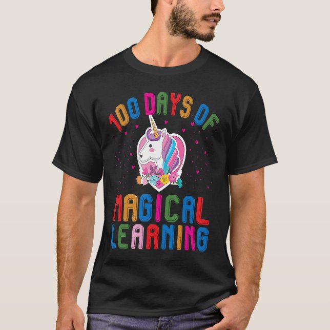 100 Days Of School Magical Learning Teacher Studen T-Shirt (Front)