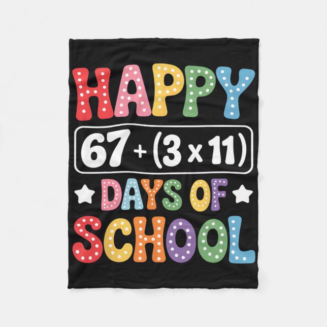 100 Days Of School Math Equation Groovy 67 Meme Te Fleece Blanket (Front)
