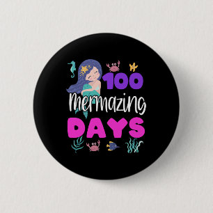 100 Days Of School Mermaid Cute Teacher Student Gi Button