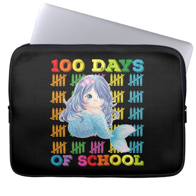 100 Days Of School Mermaid Teacher Student Laptop Sleeve (Front)