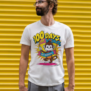 100 Days of School Monkey Celebration Design T-Shirt
