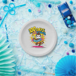 100 Days of School Monkey Party Celebration Paper Plates