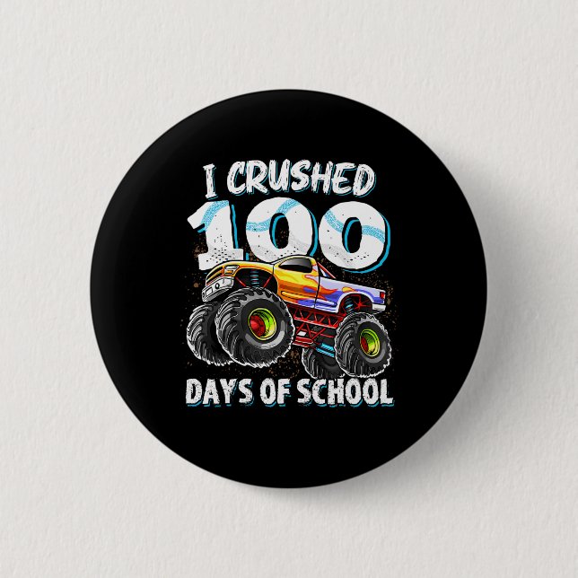 100 Days Of School Monster Truck 100th Day Of Scho Button (Front)