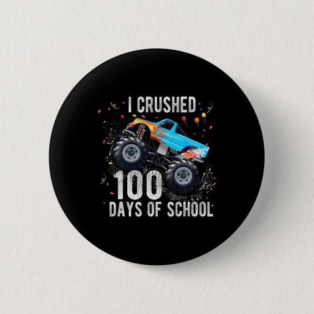 100 Days Of School Monster Truck 100th Day Of Scho Button (Front)
