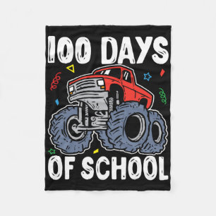 100 Days Of School Monster Truck 100th Day Of Scho Fleece Blanket