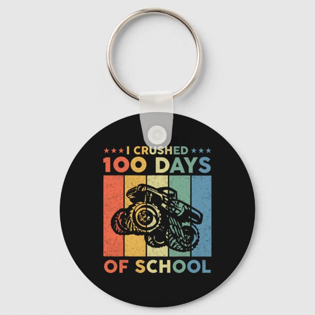 100 Days Of School Monster Truck 100th Day Of Scho Keychain (Front)