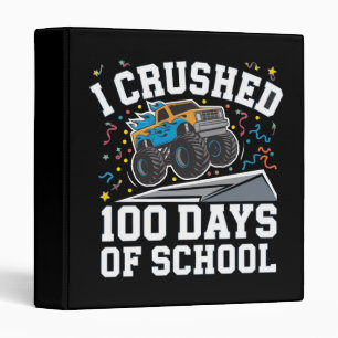 100 Days of School Monster Truck 100th Day School 3 Ring Binder
