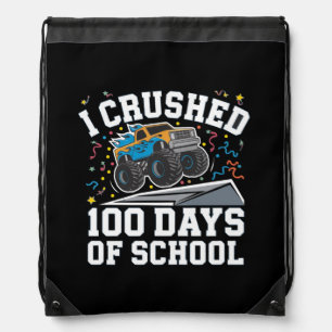 100 Days of School Monster Truck 100th Day School Drawstring Bag