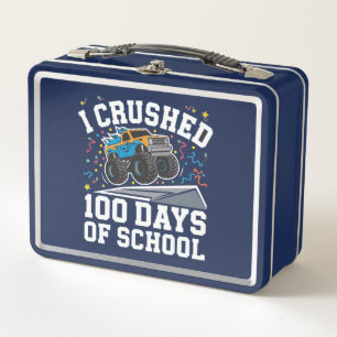 100 Days of School Monster Truck 100th Day School Metal Lunch Box