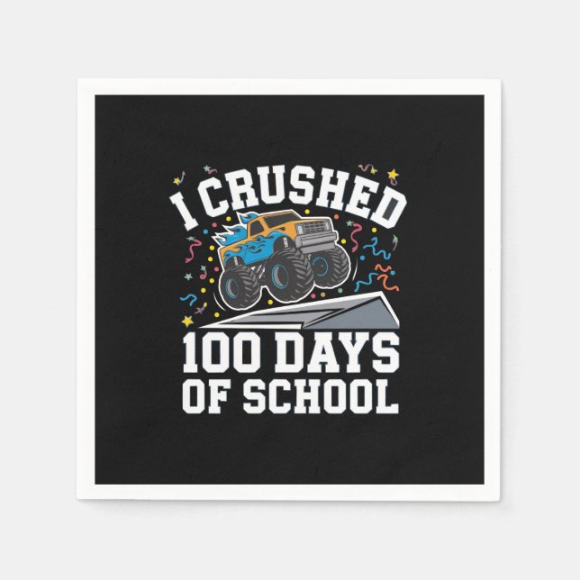100 Days of School Monster Truck 100th Day School Napkins (Front)