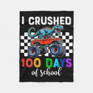 100 Days Of School Monster Truck 100th Days Dinosa Fleece Blanket