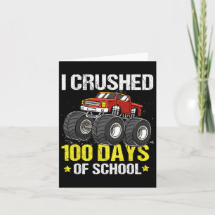 100 Days Of School Monster Truck For Kids Boys  Card