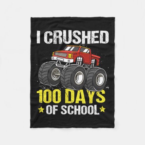 100 Days Of School Monster Truck For Kids Boys  Fleece Blanket