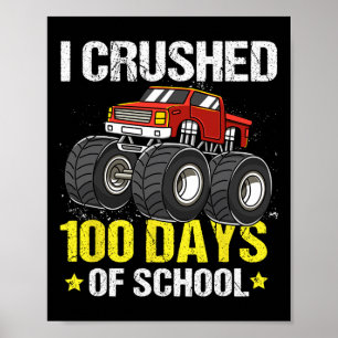 100 Days Of School Monster Truck For Kids Boys Poster