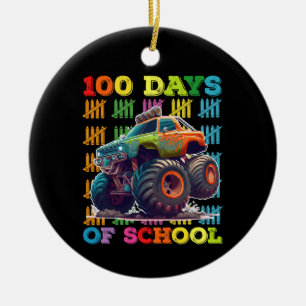 100 Days Of School Monster Truck Teacher Student Ceramic Ornament