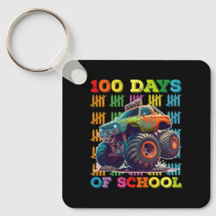 100 Days Of School Monster Truck Teacher Student Keychain