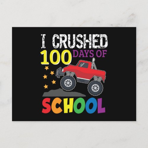 100 Days Of School Monster TrucksPng Invitation Postcard