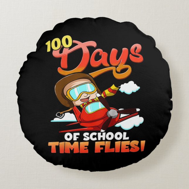 100 Days Of School Neck Deep.Png Round Pillow (Front)