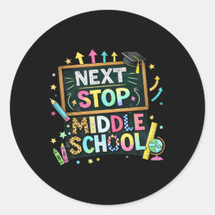 100 Days Of School Next Stop Middle School Boys Ki Classic Round Sticker