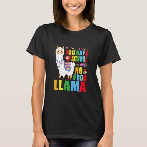 100 Days Of School No Prob Llama 100th Day Of Scho T_Shirt
