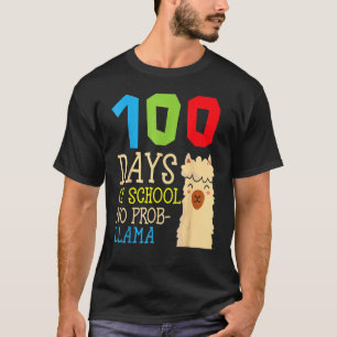 100 Days Of School No Prob Llama,Cute Alpaca Stude T-Shirt