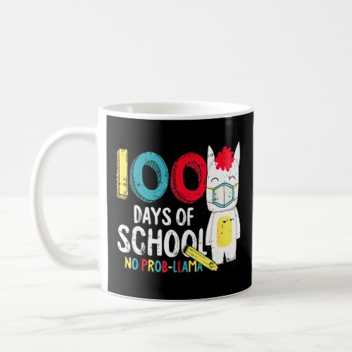 100 Days Of School No Prob Llama Face Mask Quarant Coffee Mug