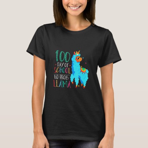 100 Days Of School No Prob Llama Llama Teacher And T_Shirt