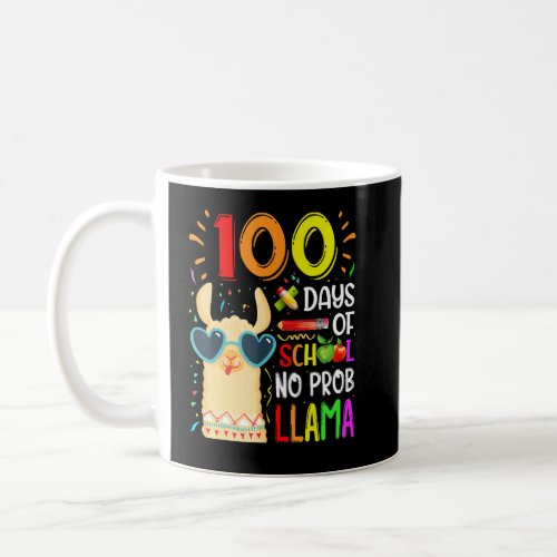 100 Days Of School No Prob Llama Teacher Kids Stud Coffee Mug